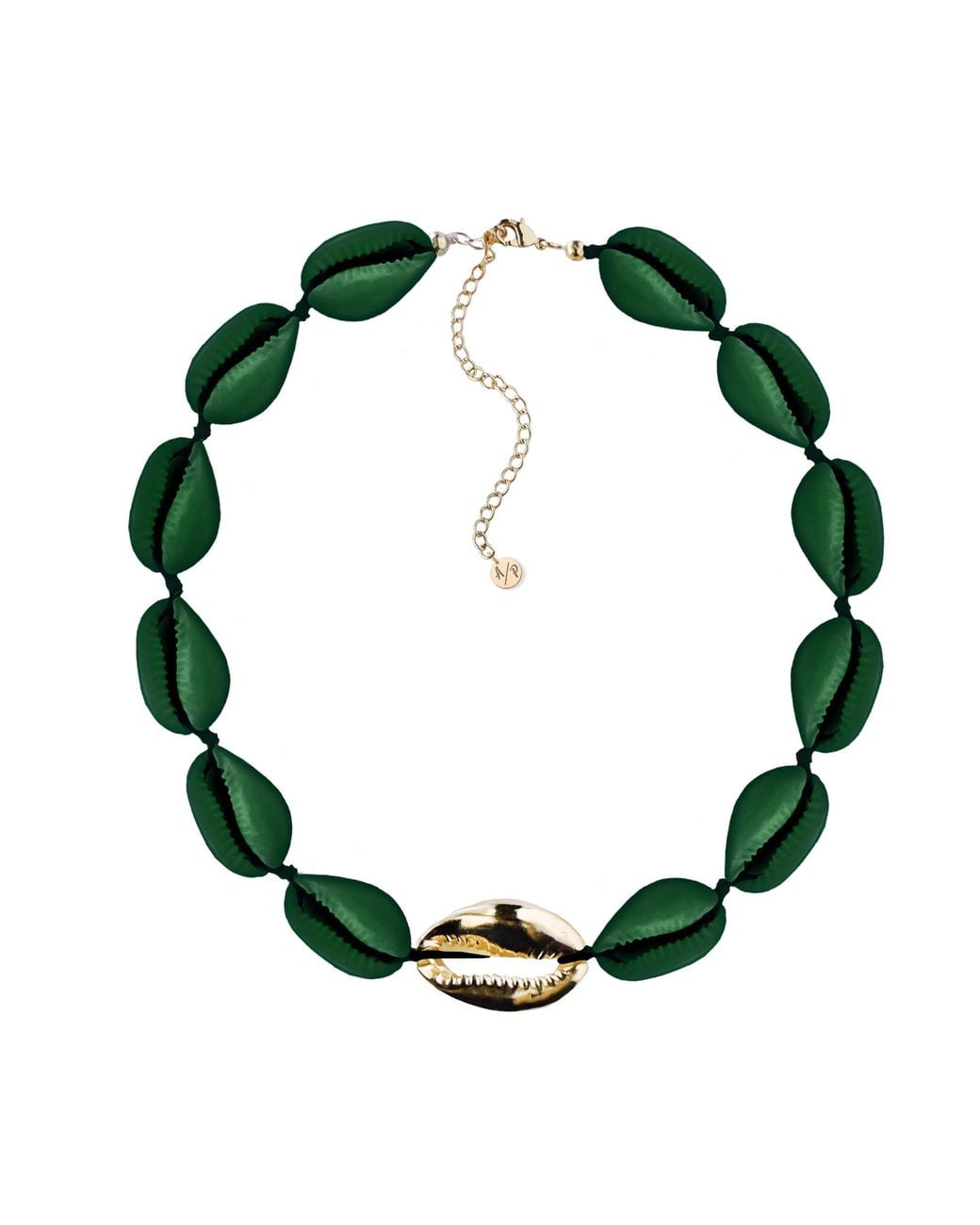 Adriana Pappas Designs Green Metal Shell Accent Choker Matte