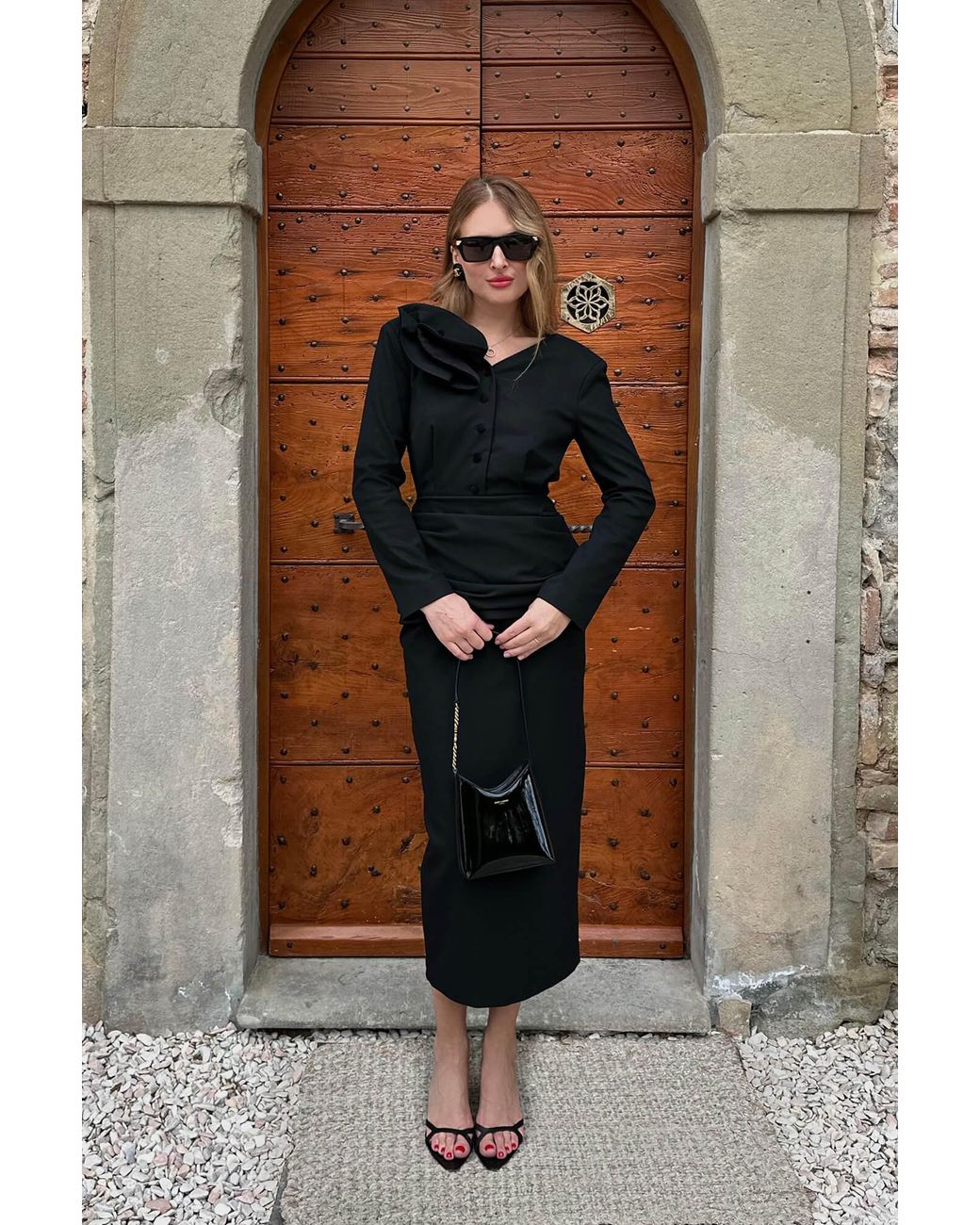 POST MERIDIEM Black Straight Maxi Skirt
