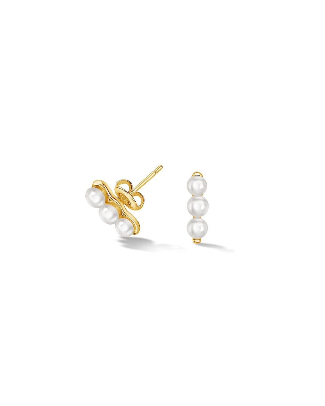 Dower & Hall Metallic Triple Luna Pearl Bar Studs