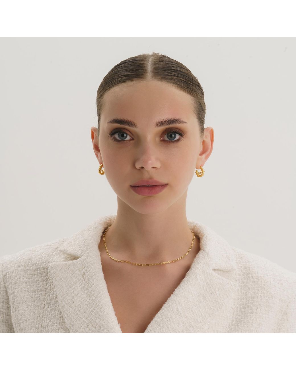 Elk & Bloom Metallic Chunky Rope Huggie Hoop Earrings