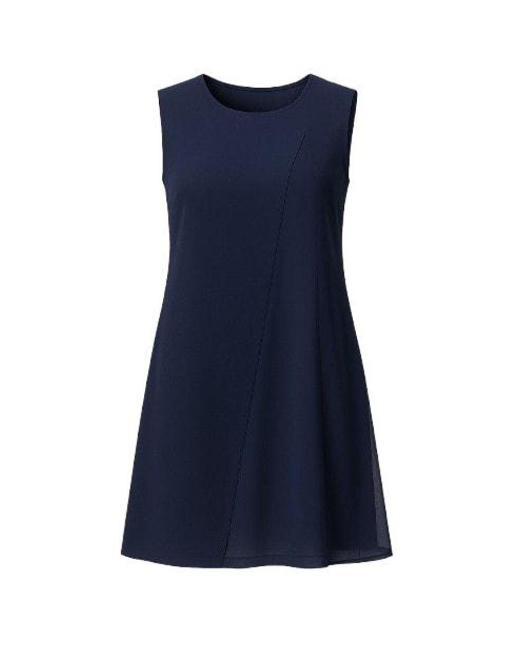 Conquista Blue Sleeveless Sheer Detail Dress