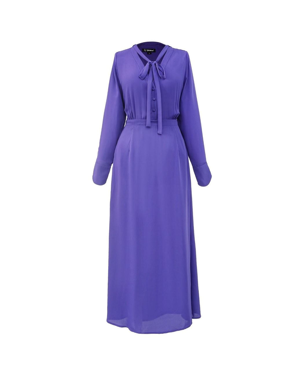 Smart and Joy Purple V-Neckline Long Blouse-Dress