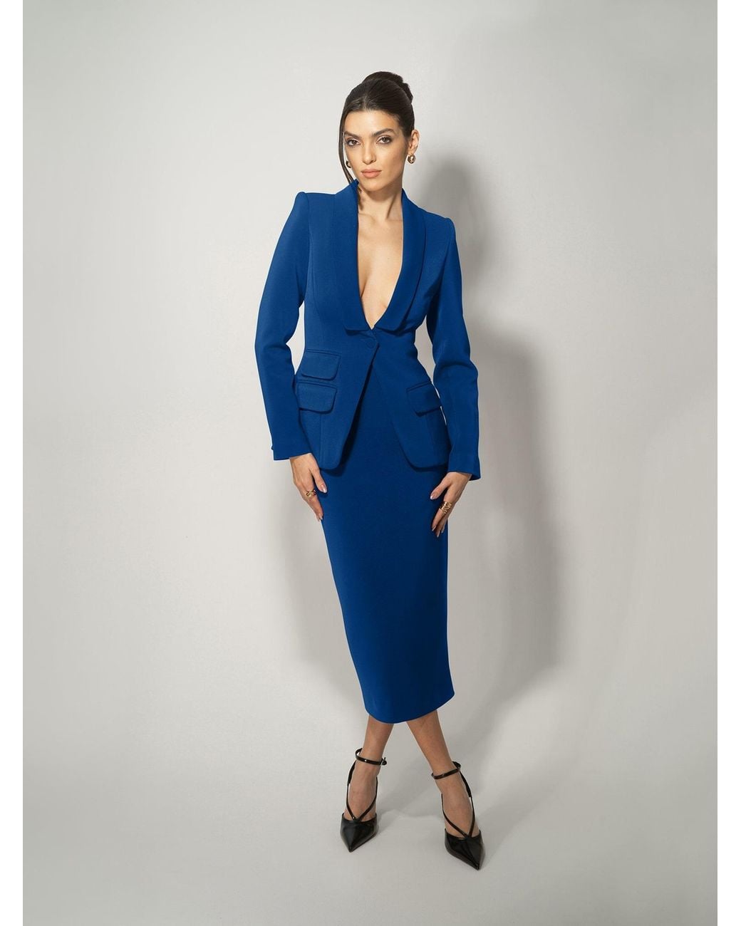 Tia Dorraine Blue Vision Tailored Blazer & Skirt Suit