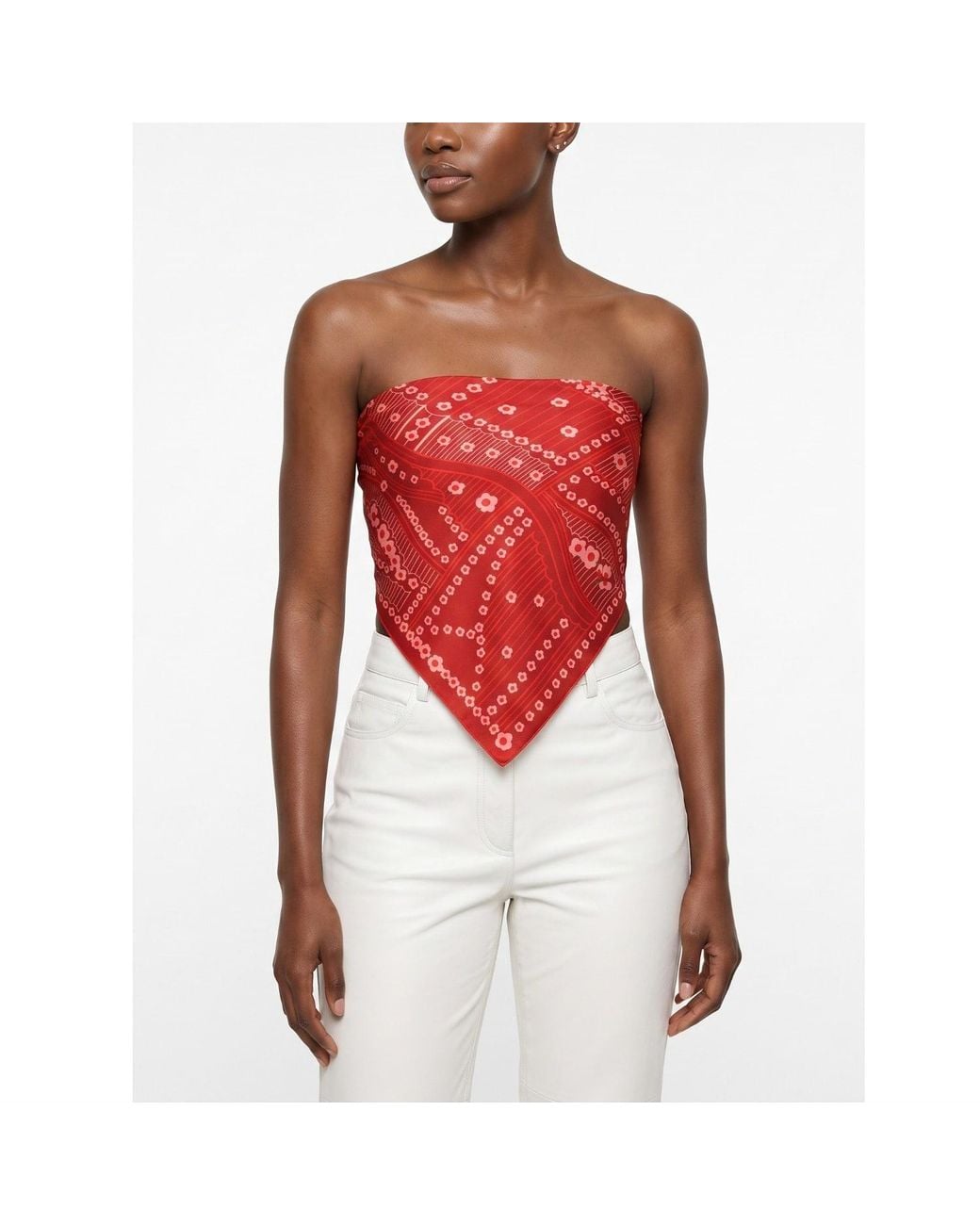 Jessie Zhao New York Red Scarlet Rhythm Double Sided Silk Scarf