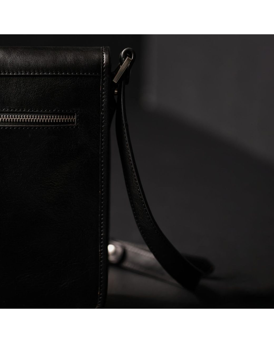 Time Resistance Black Small Leather Messenger Bag for men