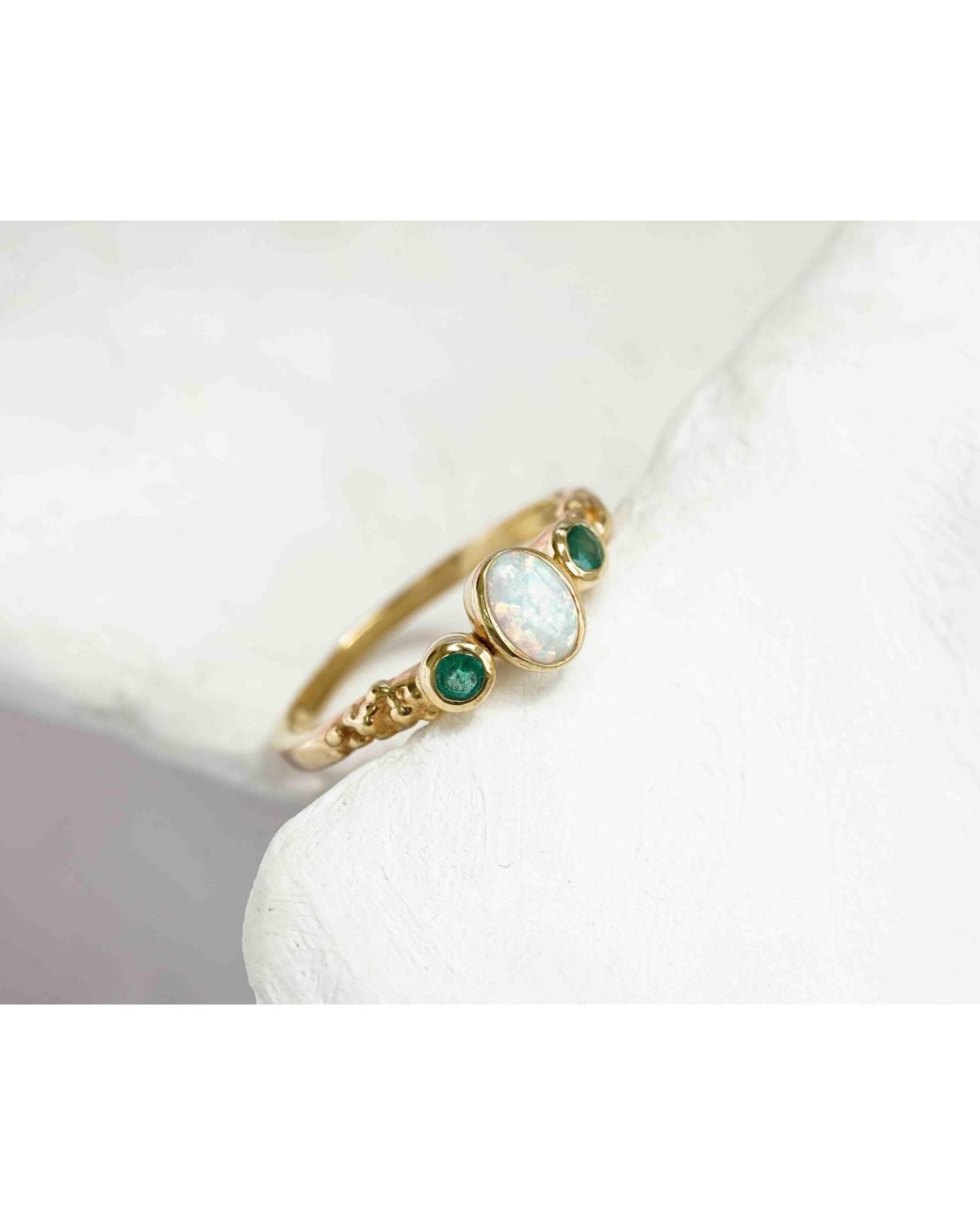 Isla Silver Metallic Emerald & Opal Vermeil Ring