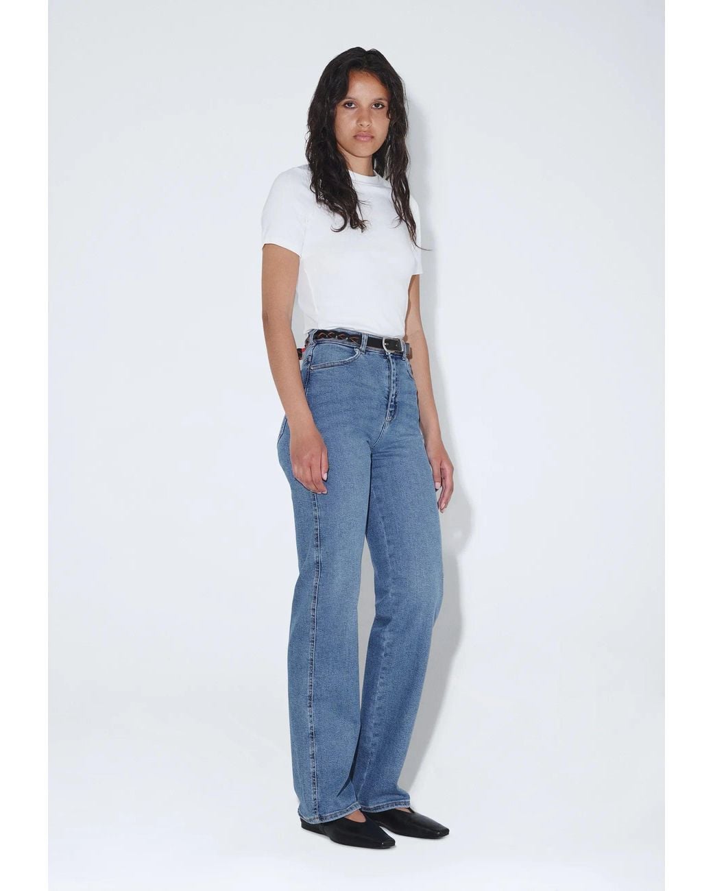 Dr. Denim Blue Moxy High Straight- Cape Sky Worn Hem