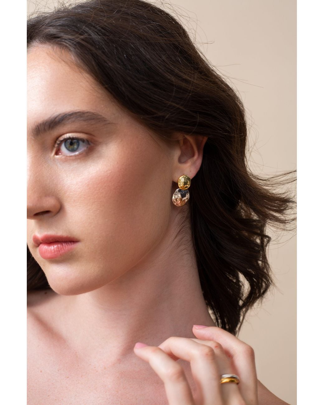 Zynnia Collective Metallic Two Tone Disc Dangles