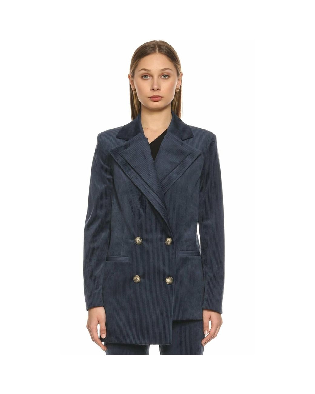 NAZLI CEREN Blue Bicolle Corduroy Jacket