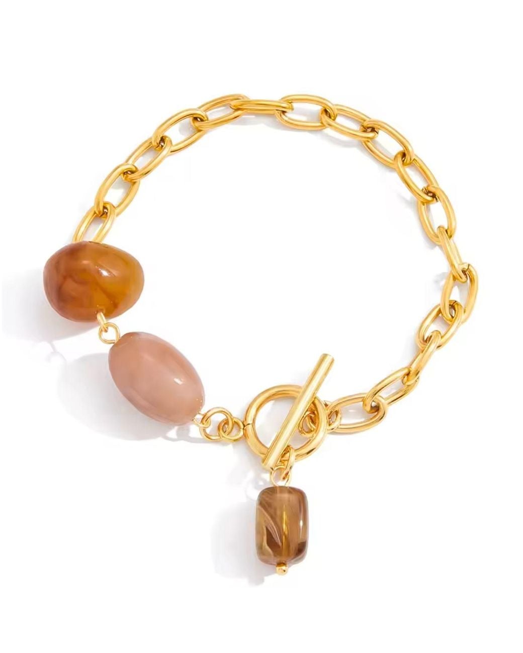 Olivia Le Metallic Neutrals Neutral Resin Stone Charm Bracelet