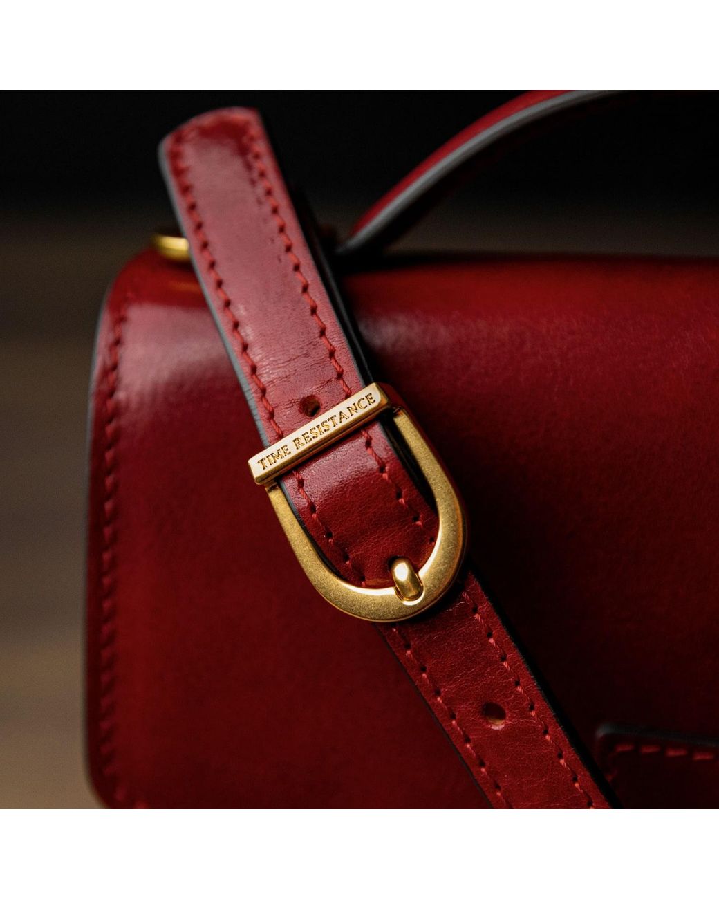 Time Resistance Red Small Leather Briefcase for men