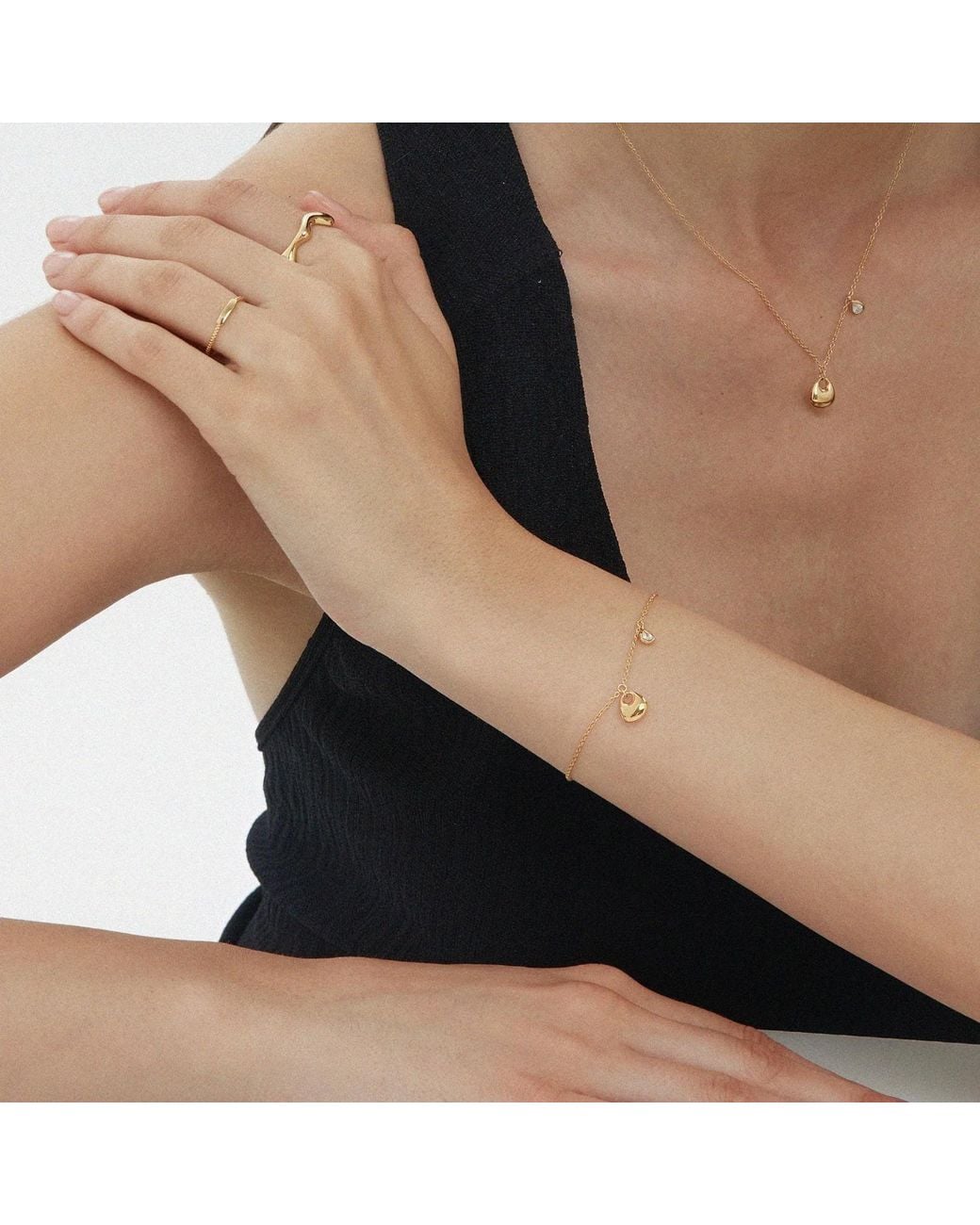 Vanhi White Nora Double Pendant Bracelet