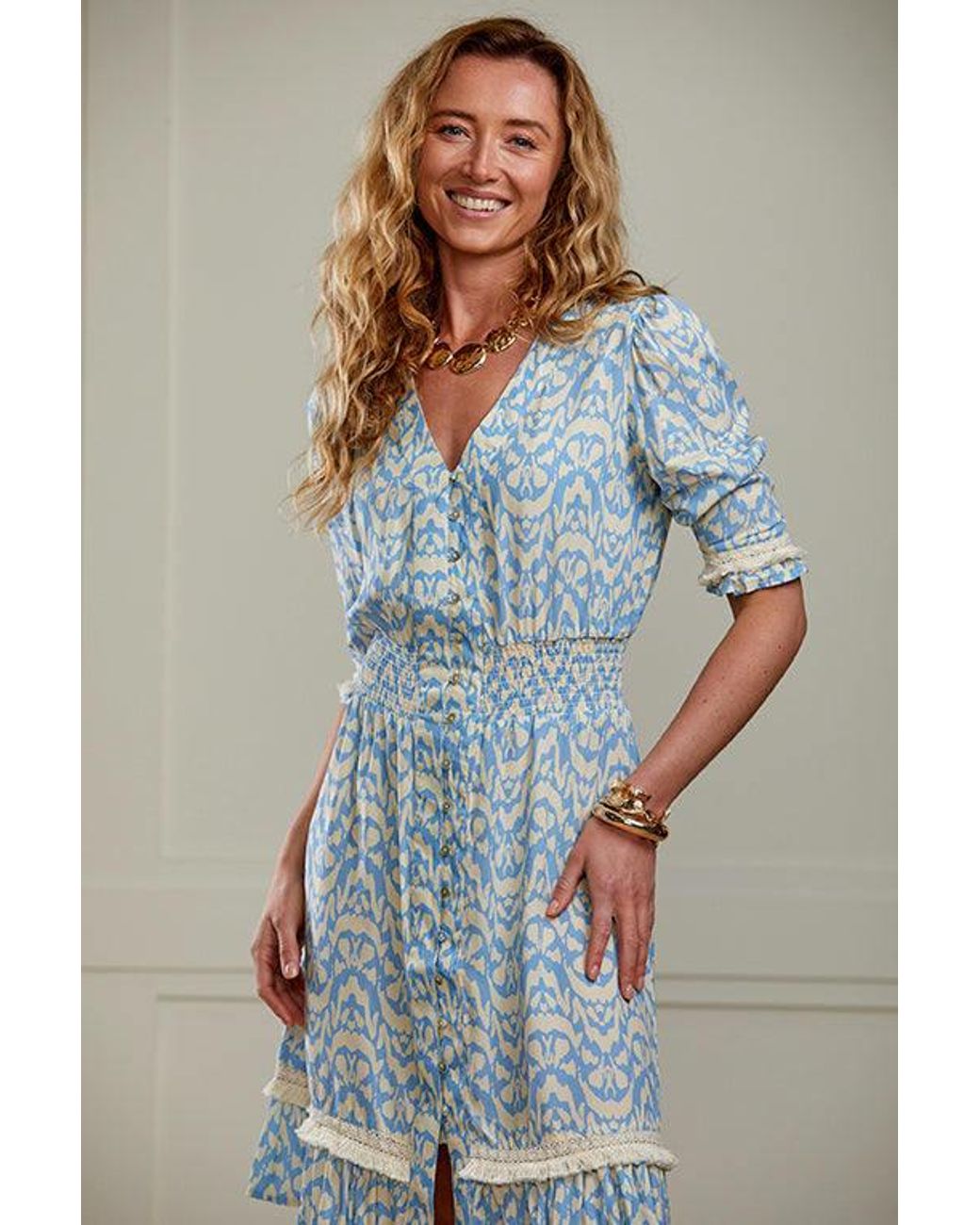 Guinea London Blue Pale & Cream Summer Dress