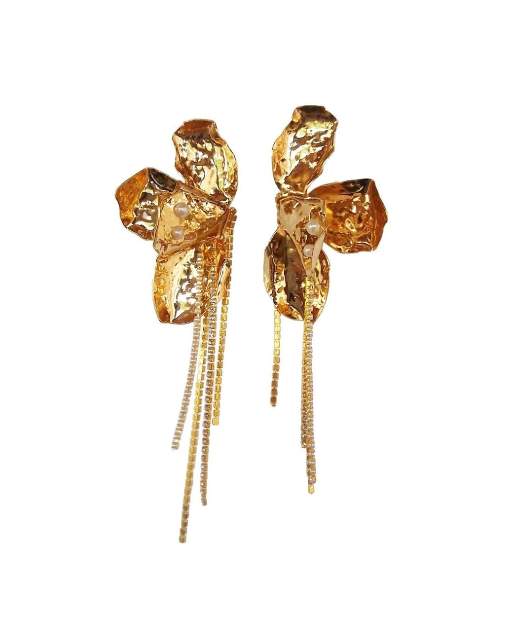 Laura Daili Metallic Golden Floral Statement Earrings