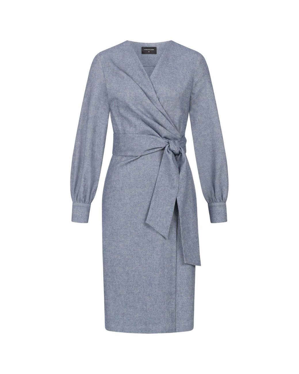 Marianna Déri Blue Herringbone Wrap Dress