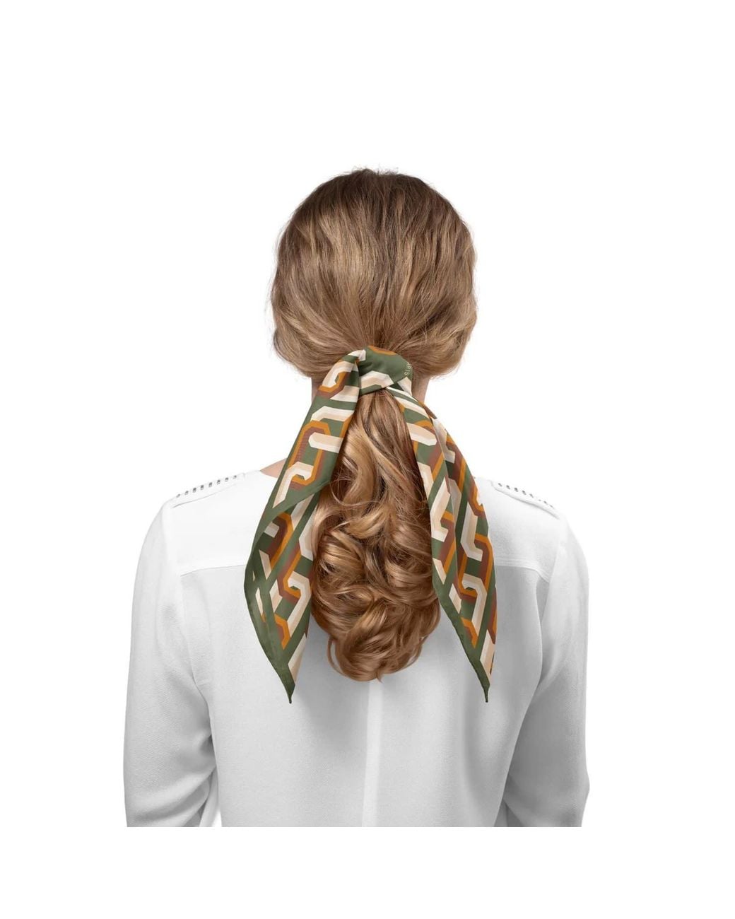 Le Parmentier Natural Chain Motif Bandana Silk Scarf