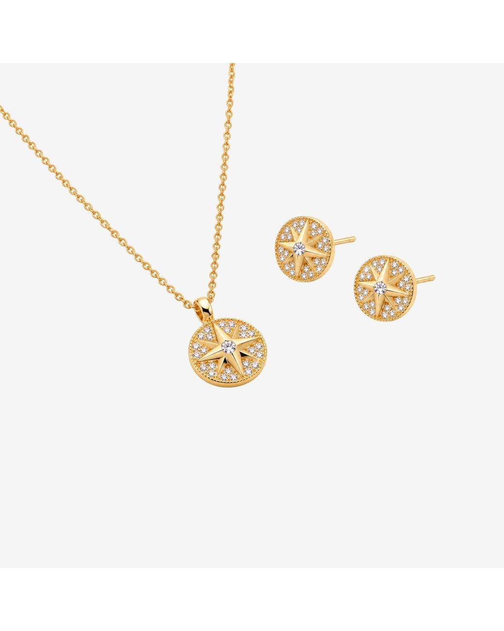 Uchi and Soto Metallic Enso Star Pendant Necklace & Earrings Set