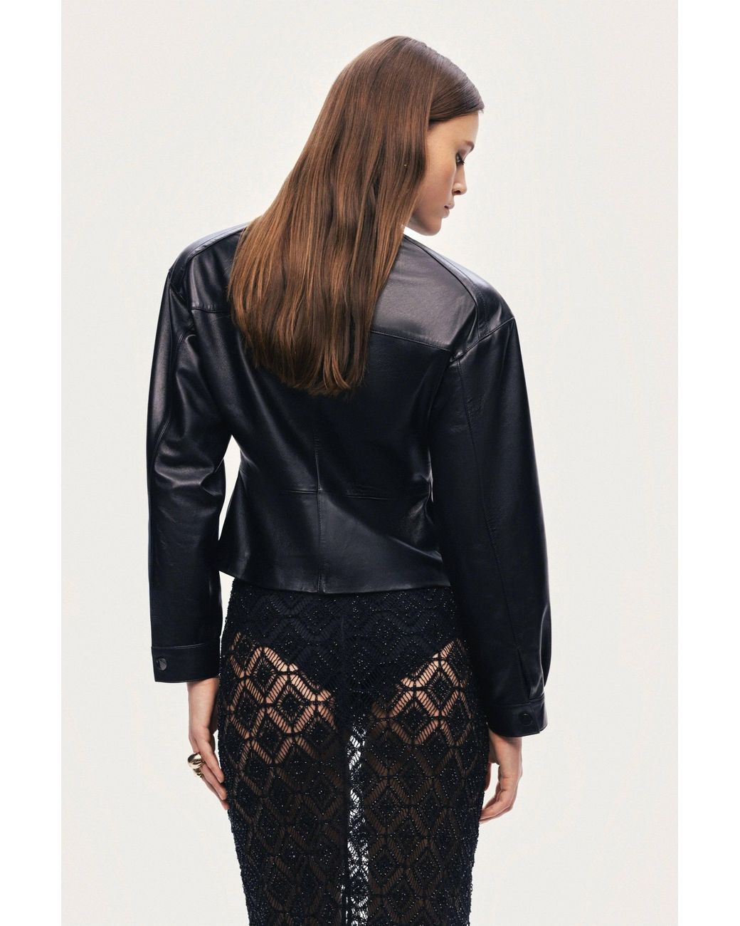 Nocturne Black Zip-Front Fitted Leather Jacket