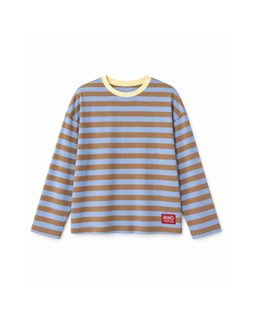 Mind Traveler Blue Striped Núria Long Sleeve Top With Contrast Neck