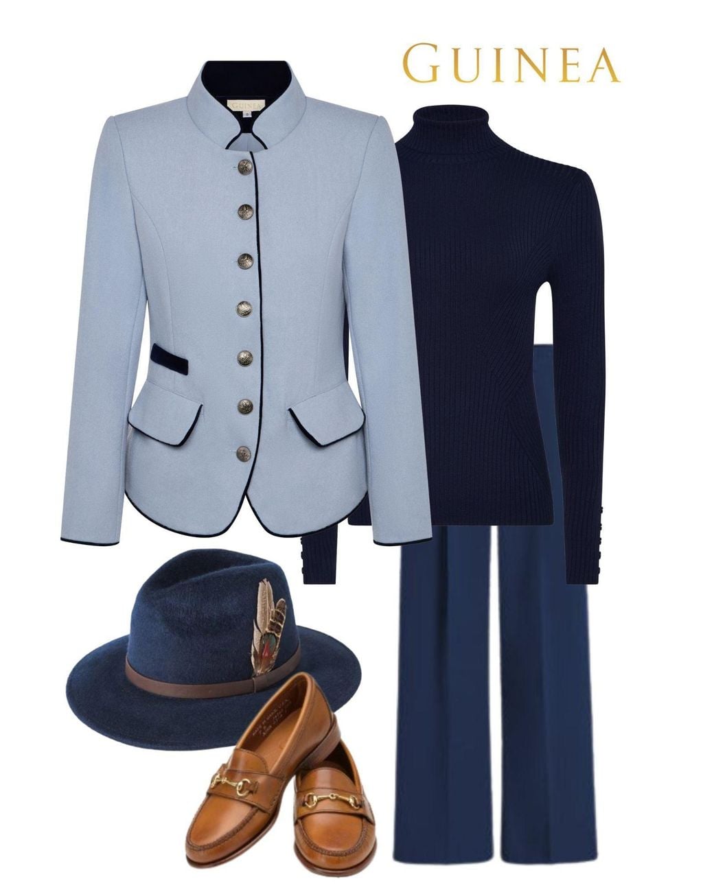 Guinea London Pale Wool & Velvet Jacket in Blue | Lyst