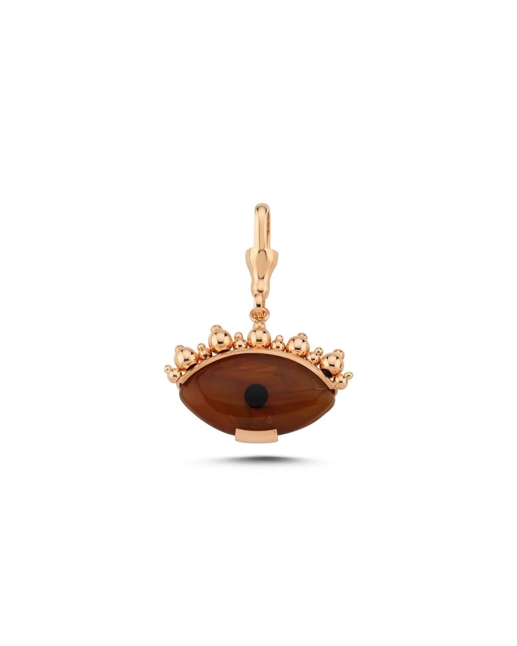 Ecce | Artisan Diamonds Brown 14K Solid Eye See You With Ball Eyelash Charm