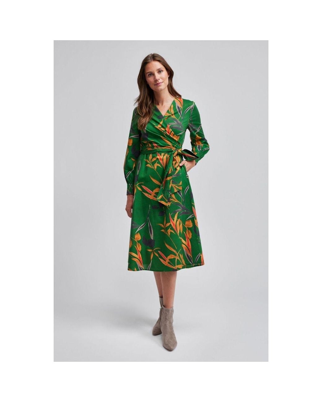 Marianna Déri Green Autumn Leaves Wrap Dress