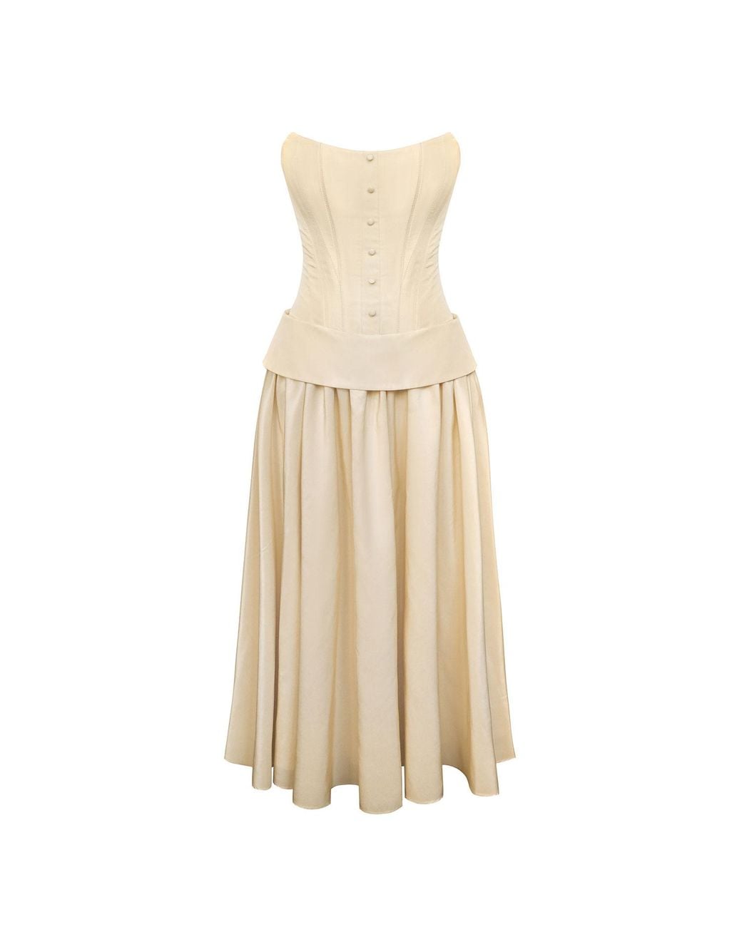 POST MERIDIEM Natural Neutrals Cream Buttoned Corset And Lapel Skirt
