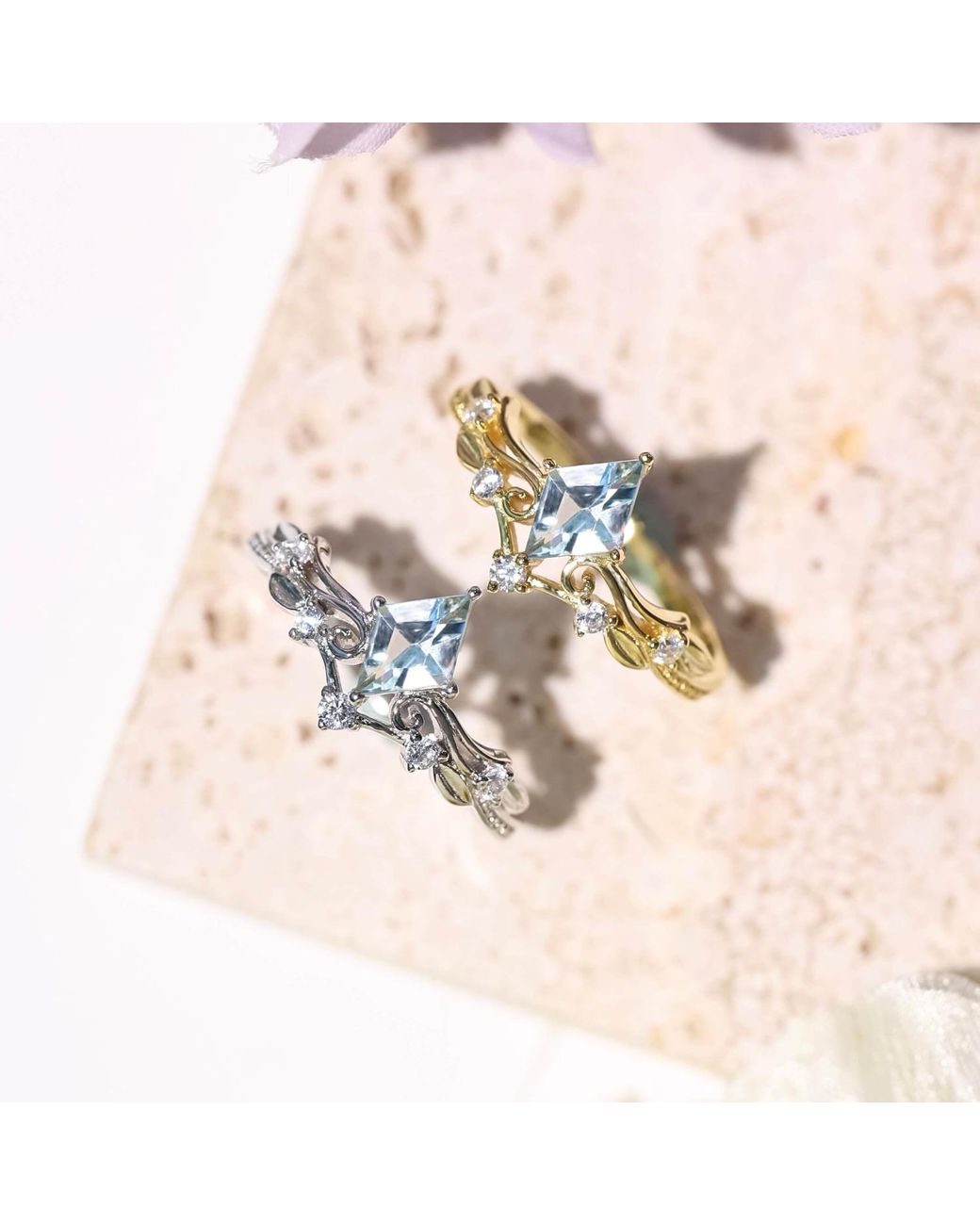 Azura Jewelry New York White Victorian Lace Sky Topaz Ring Vermeil