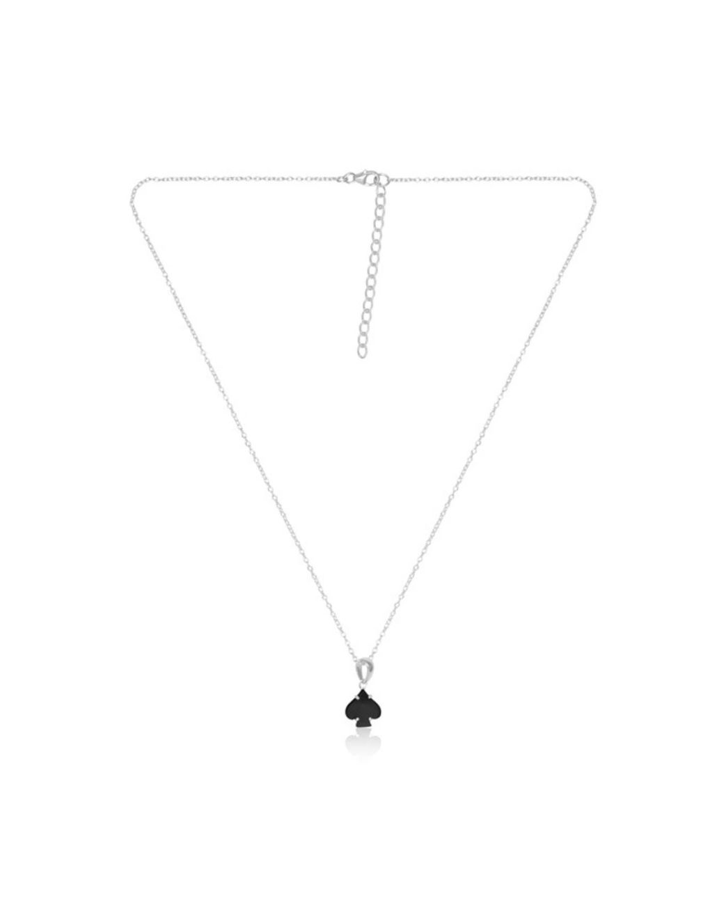 Heritagemoda Metallic Onyx Spade Pendant Necklace