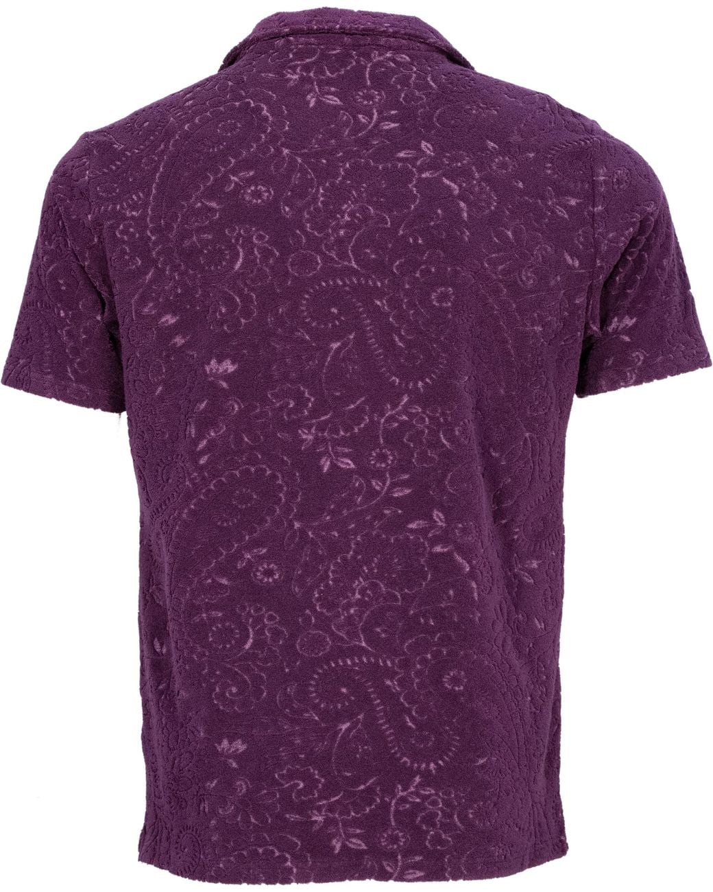 Lords of Harlech Purple Johnny Paisley Towel Polo Shirt for men