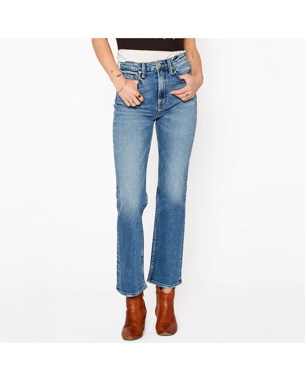 NOEND Blue Dru Mom Straight Jeans