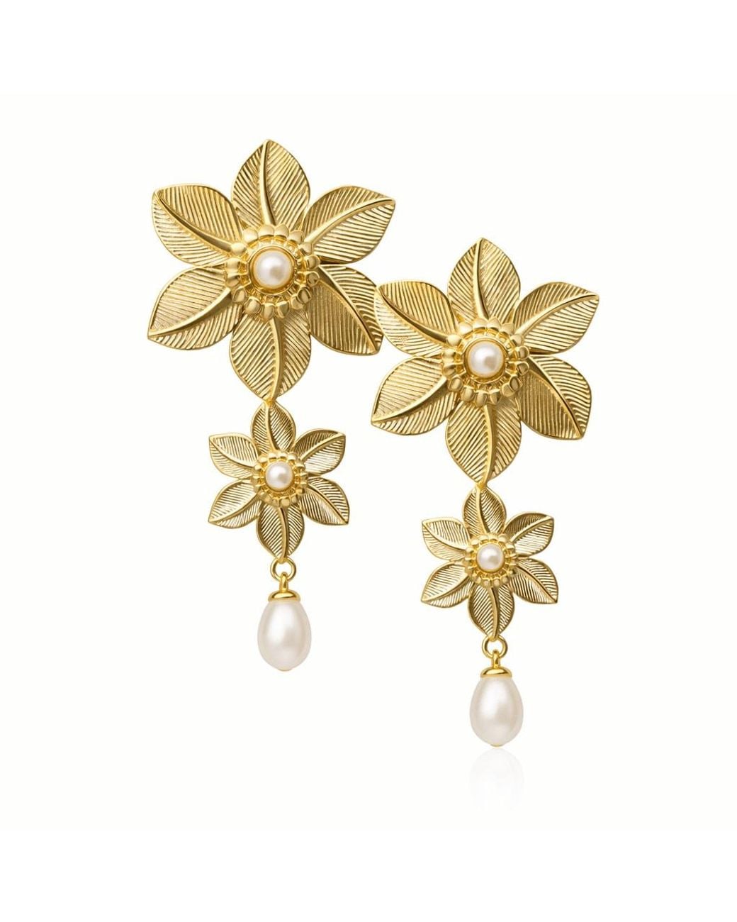 ADIBA Metallic Magnolia Bloom Drop Earring