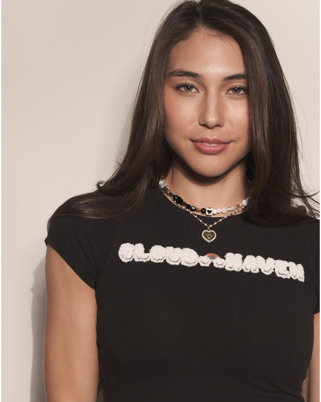Cloud Haven Metallic Faux Pearl Heart Pendant Necklace