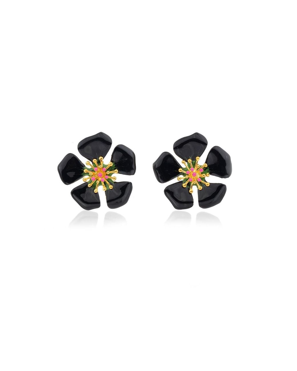 Milou Jewelry Black Primrose Flower Earrings