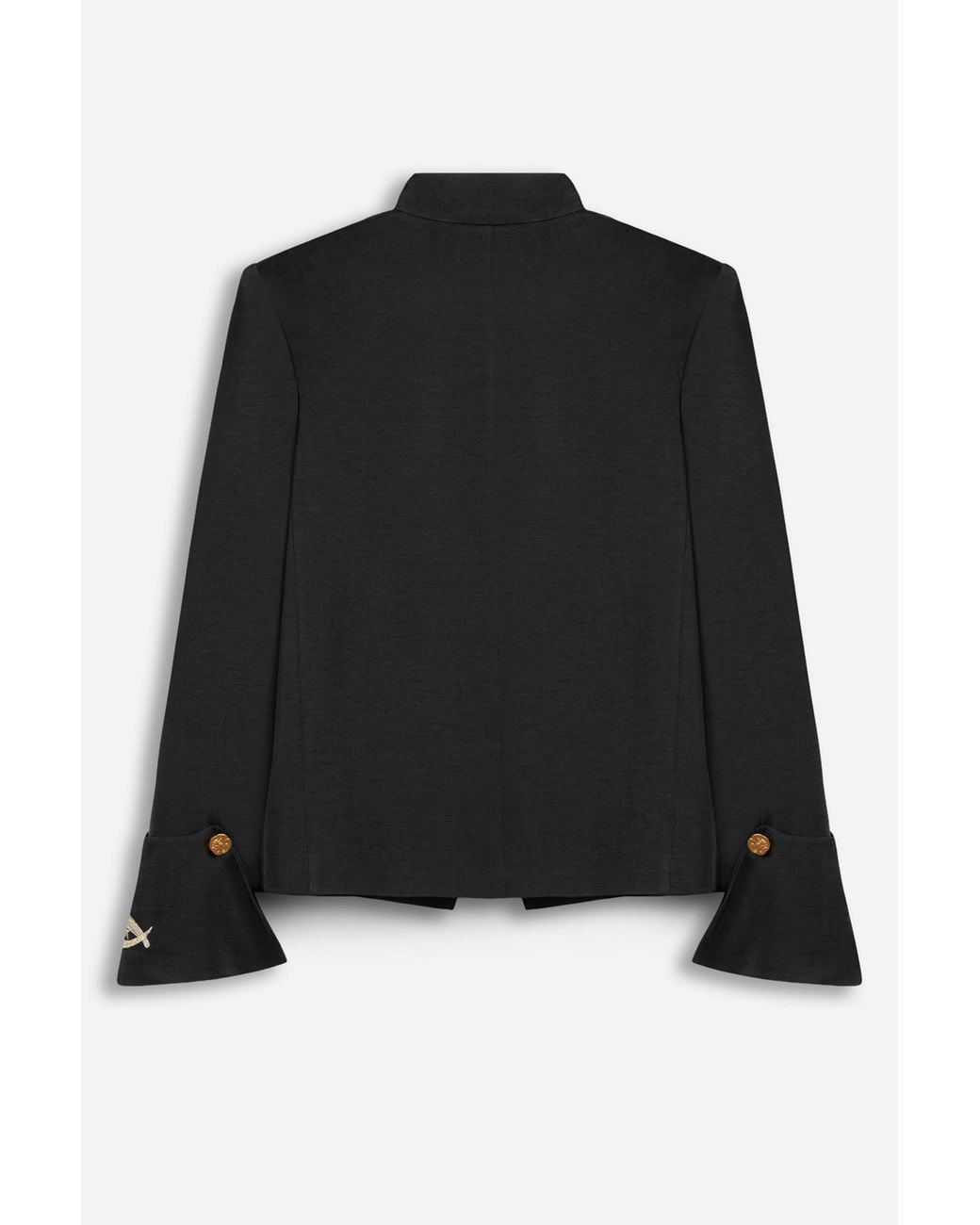 Nocturne Black Embroidery Detail Stand Collar Jacket