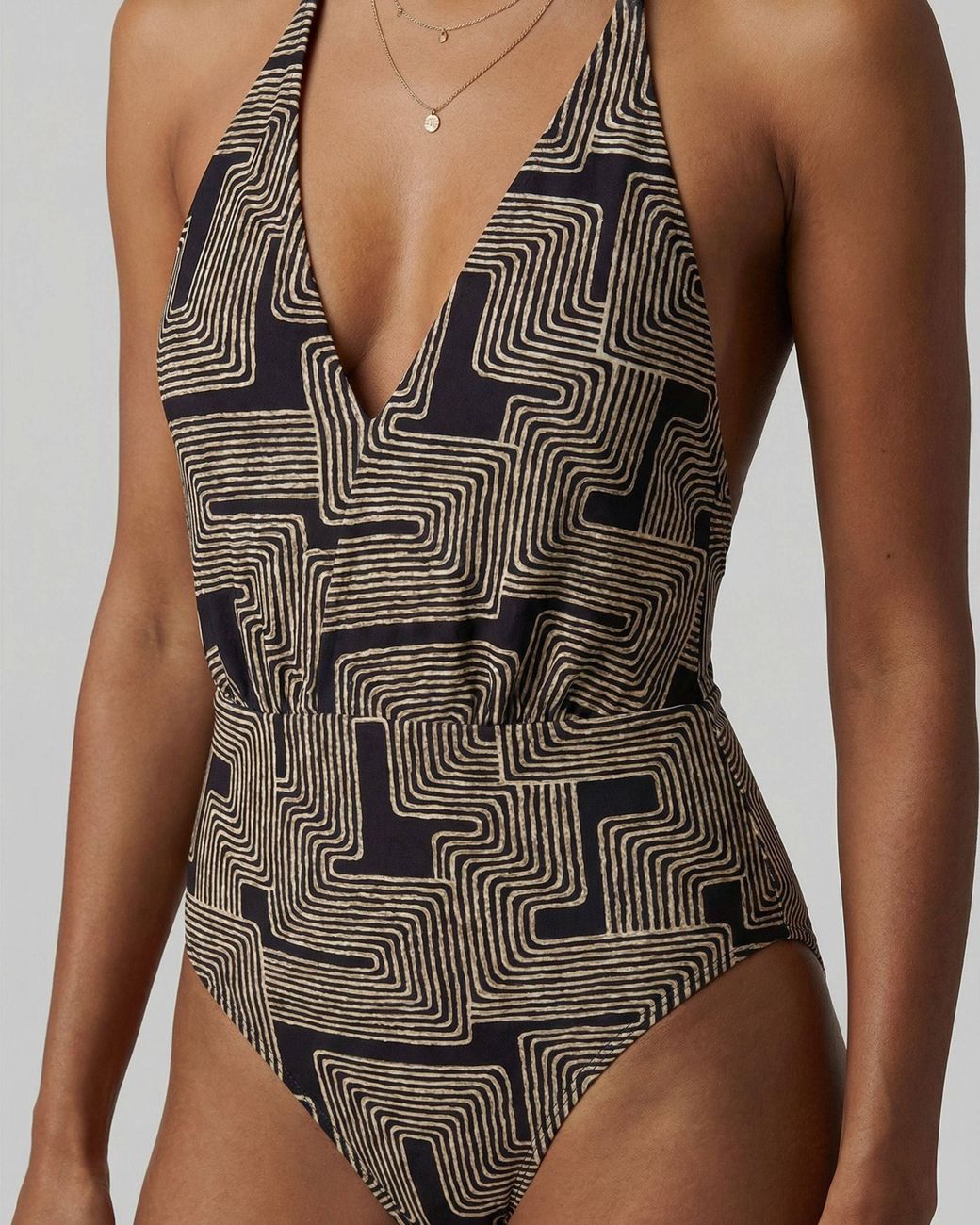 Lords of Harlech Brown Xena Inter Twine Halter One-Piece Swimsuit