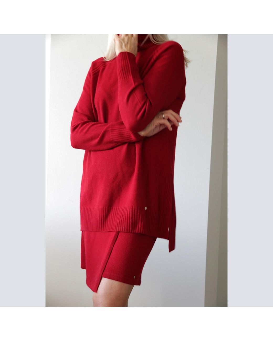 tirillm Red Anette Merino Wool Skirt With Wrap Front