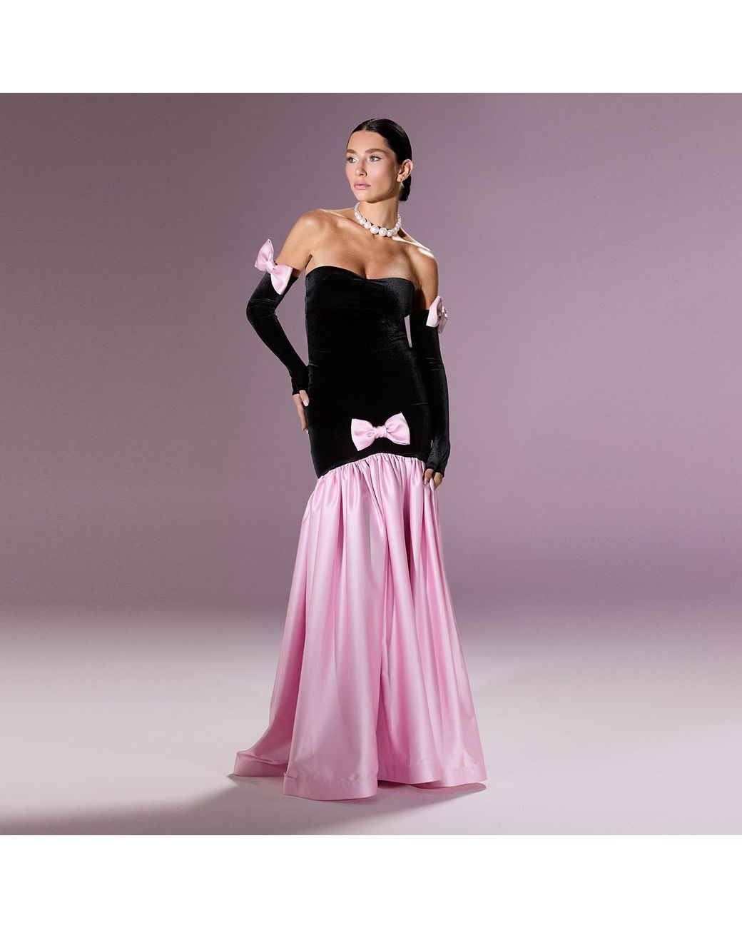 Nur Karaata Pink Marcelline Ribbon Gown