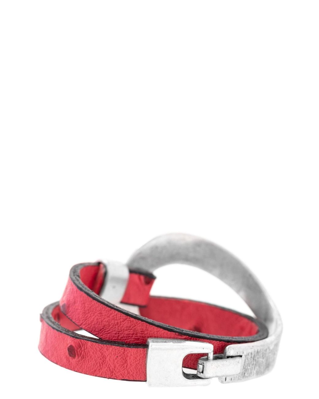 Saachi Hammered Double Wrap Leather Loop Bracelet