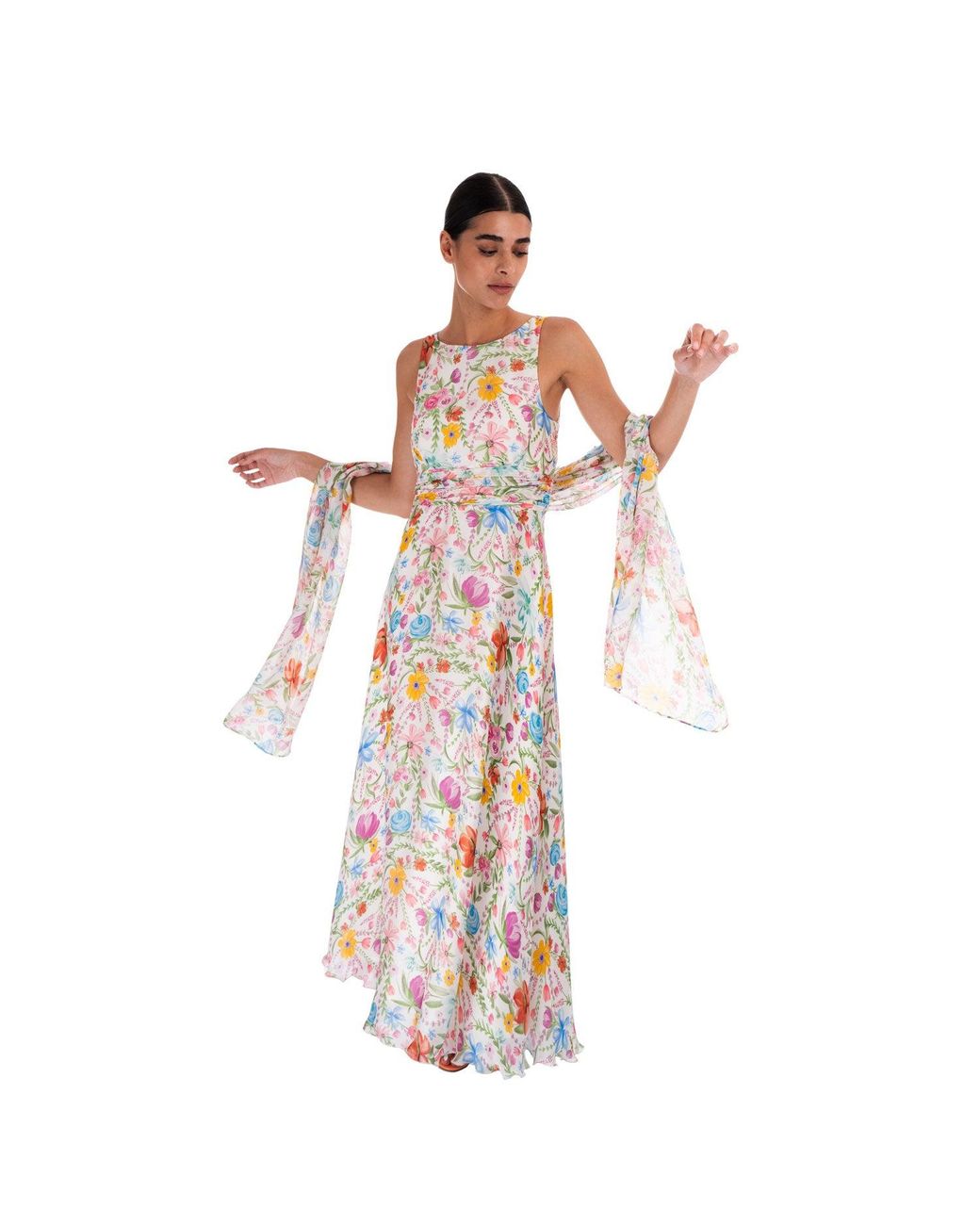 Sofia Tsereteli White Watercolour Garden Gown