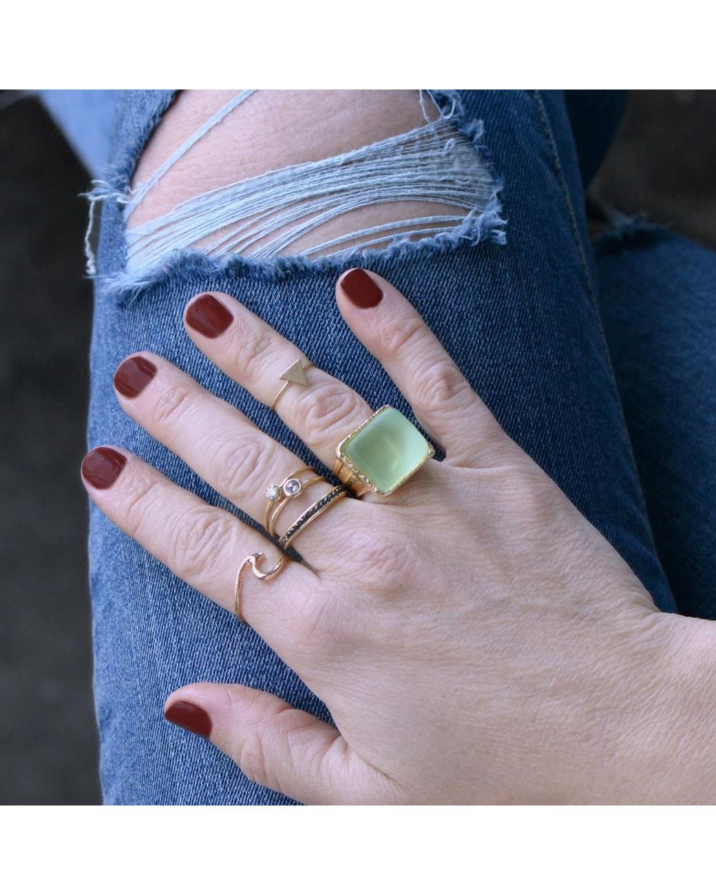 Smart Glass Jewelry Yellow Recycled Glass Cube Ring Antique Clear