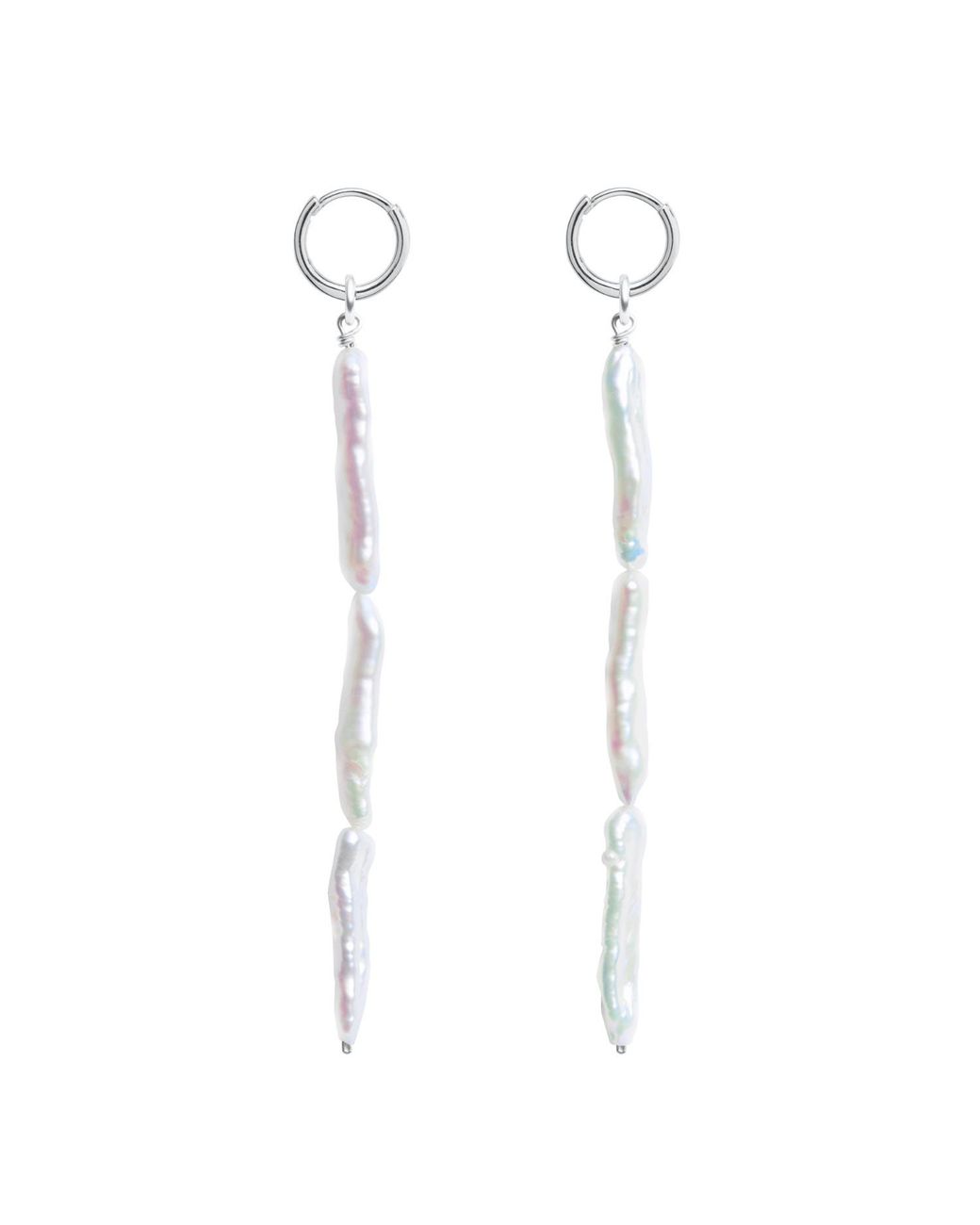 Ora Pearls White Linea Stick Pearl Hoop Earrings