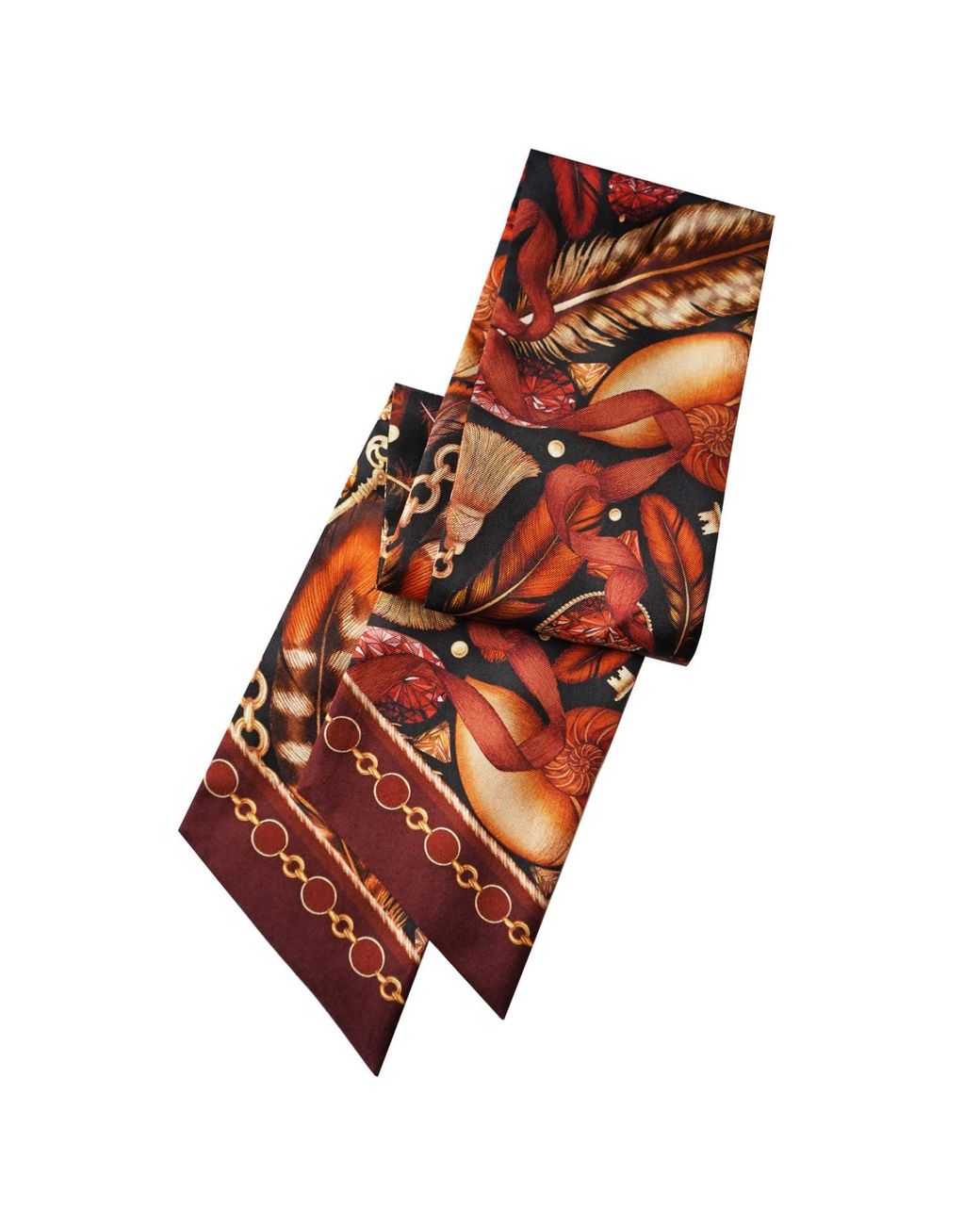 Emily Carter Brown Neutrals The Feather Baroque Luxe Twilly Scarf