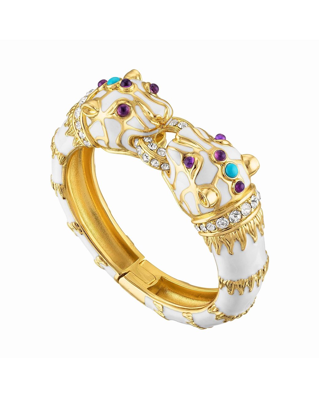 Laura Gray Metallic Enamel Double Panther Bracelet