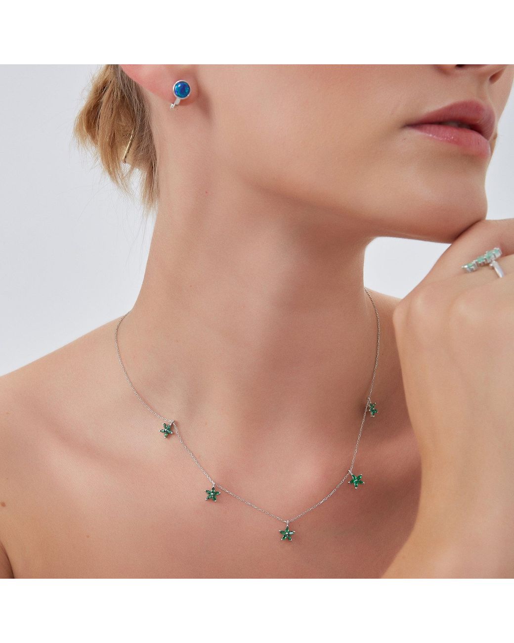 Spero London Metallic Star Sterling Charm Necklace