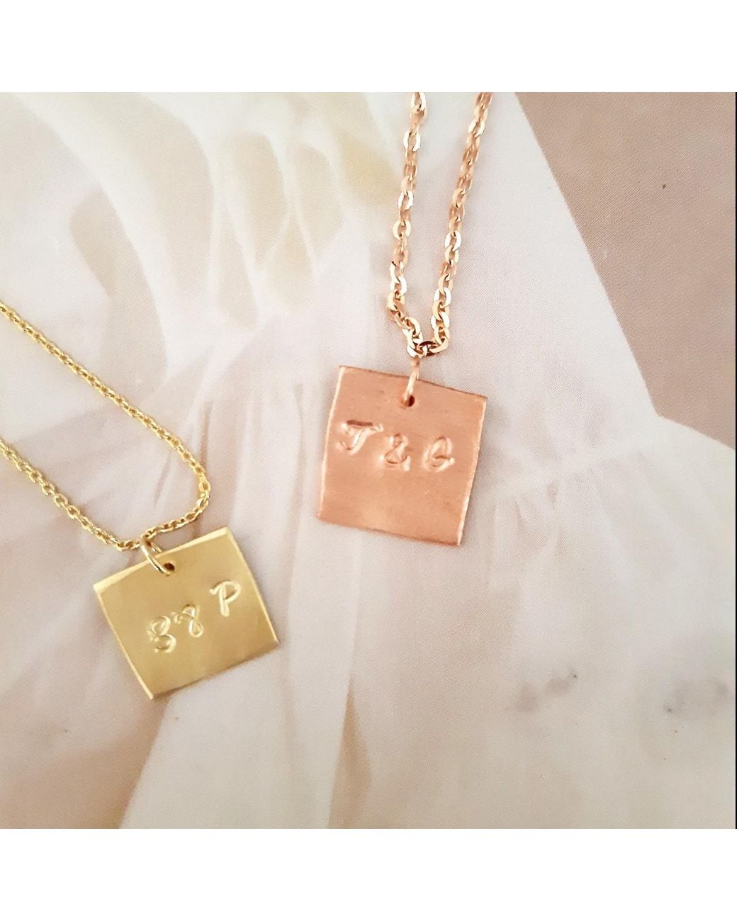 Lily Flo Jewellery Metallic Solid Square Necklace With Initial