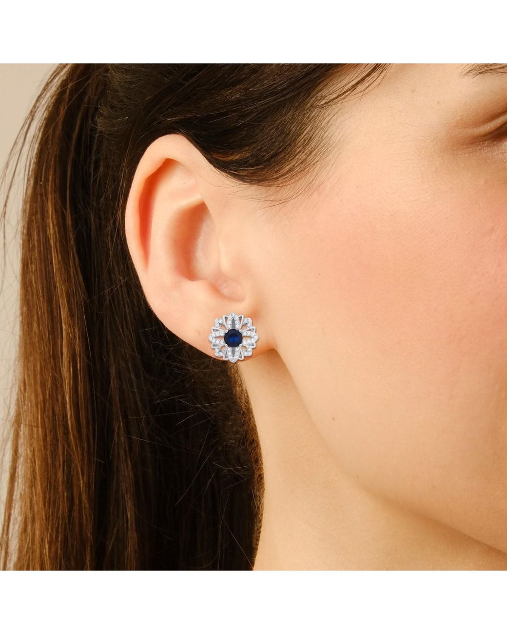 Kylie Harper White Floral Sapphire Stud Earring