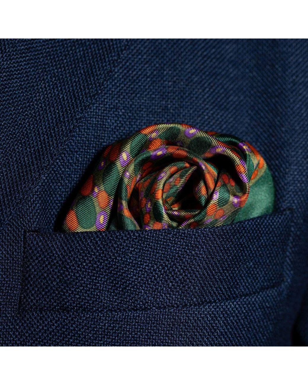 Otway & Orford Blue 'Infinity' Spotted Silk Pocket Square for men