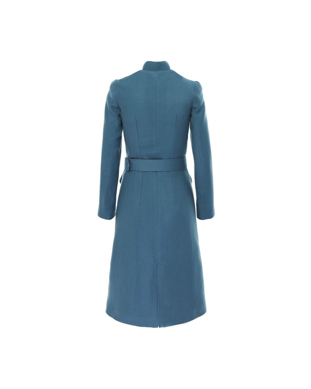 AVENUE No.29 Blue Midi Length Wool Coat With Belt