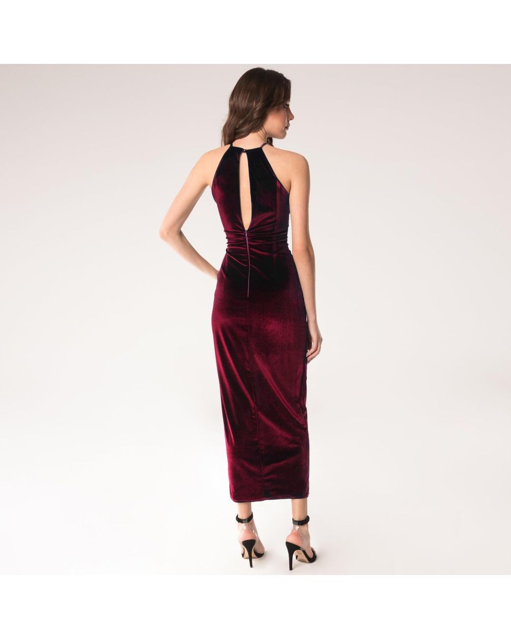 Angelika Jozefczyk Red Velvet Burgundy Drapped Dress Sofia